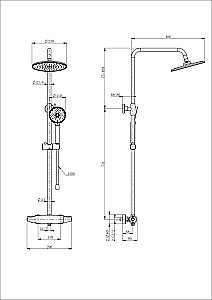 Душевая система с термостатом WONZON & WOGHAND CAPSULE, Брашированное золото (WW-B3031-A- BG) купить в интернет-магазине сантехники Sanbest