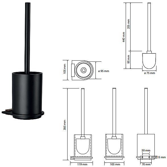 Ёршик подвесной Bemeta Galla 108113010 черный купить в интернет-магазине сантехники Sanbest