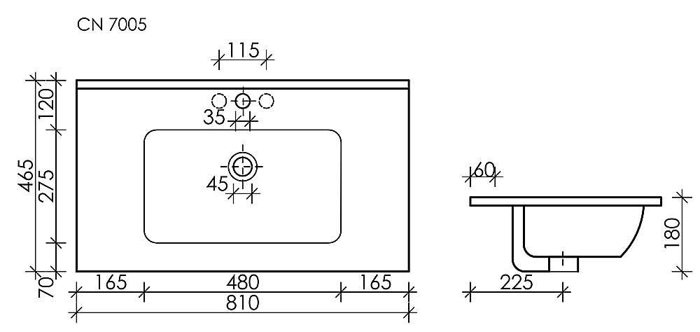 Тумба с раковиной Sancos Velta 80 VL80WG+CN7005MB теплый серый матовая/раковина черная матовая, с отверстием для ванной в интернет-магазине Sanbest