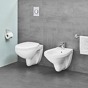Унитаз подвесной Grohe Bau Ceramic 39351000 безободковый, с крышкой микролифт купить в интернет-магазине Sanbest