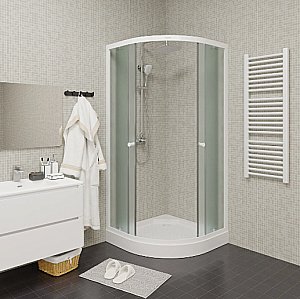 Душевой уголок Parly ZF91 90х90 стекло матовое/профиль белый купить в интернет-магазине Sanbest
