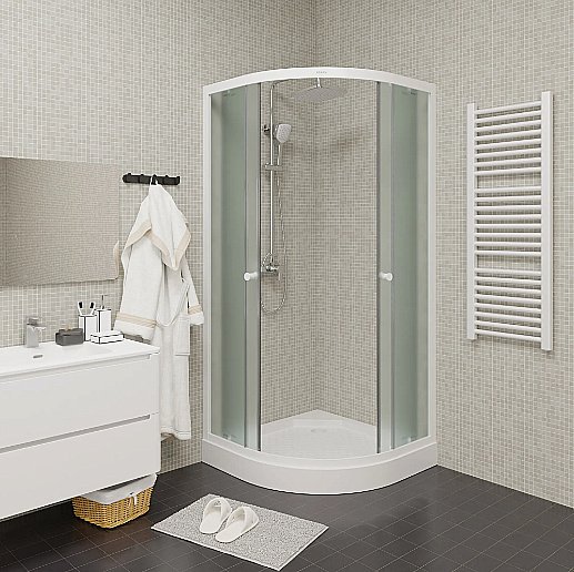Душевой уголок Parly ZF91 90х90 стекло матовое/профиль белый купить в интернет-магазине Sanbest