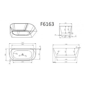 Ванна Frank 170х80 F6163 White+Black купить в интернет-магазине Sanbest