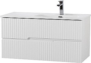 Тумба с раковиной Cezares DUET-N 100 DUET-N-1000-2C-SO-BL белая глянцевая левая/правая для ванной в интернет-магазине Sanbest