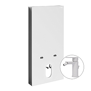 Инсталляция для биде со смесителем WasserKraft Naab 86BDT.050.WH.SQ8506 белая панель/смеситель белый Soft-touch купить в интернет-магазине сантехники Sanbest