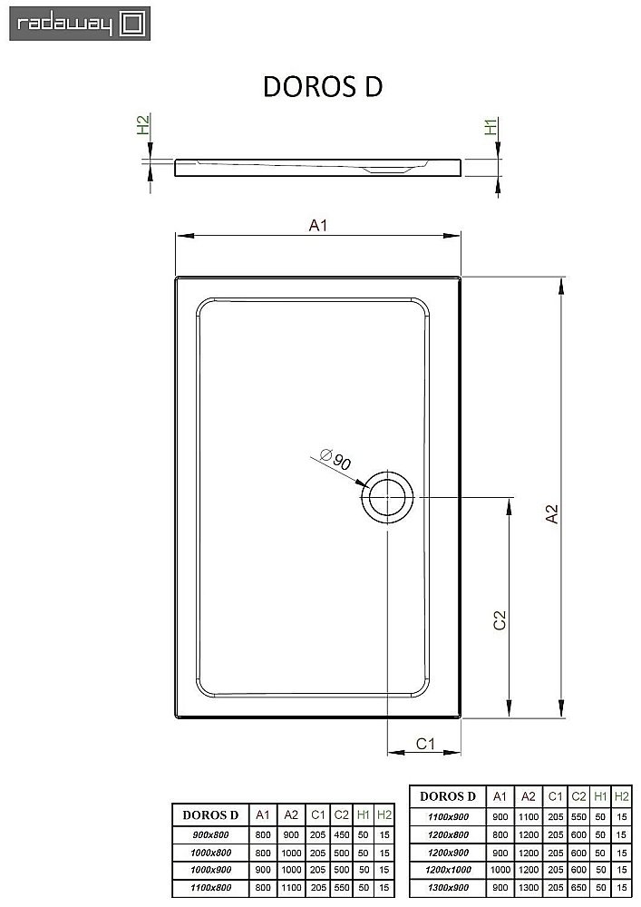 Душевой поддон Radaway Doros D SDRD1080-01 100х80 белый купить в интернет-магазине Sanbest