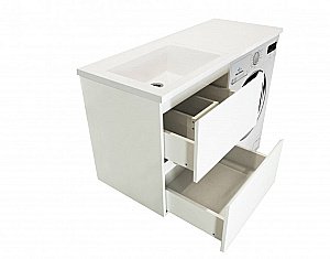 Тумба с раковиной Эстет Dallas Luxe 130 подвесная 2 ящика, белая для ванной в интернет-магазине Sanbest