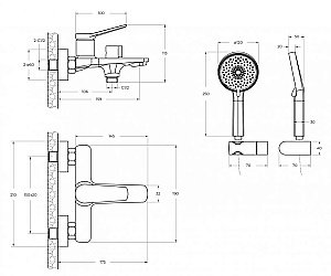 Смеситель для ванны и душа BelBagno UNIQUE-VASM-CRM хром купить в интернет-магазине сантехники Sanbest