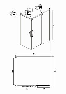 Душевой уголок Ambassador Royal 18015110-L 120х80 стекло прозрачное с декором/профиль хром купить в интернет-магазине Sanbest