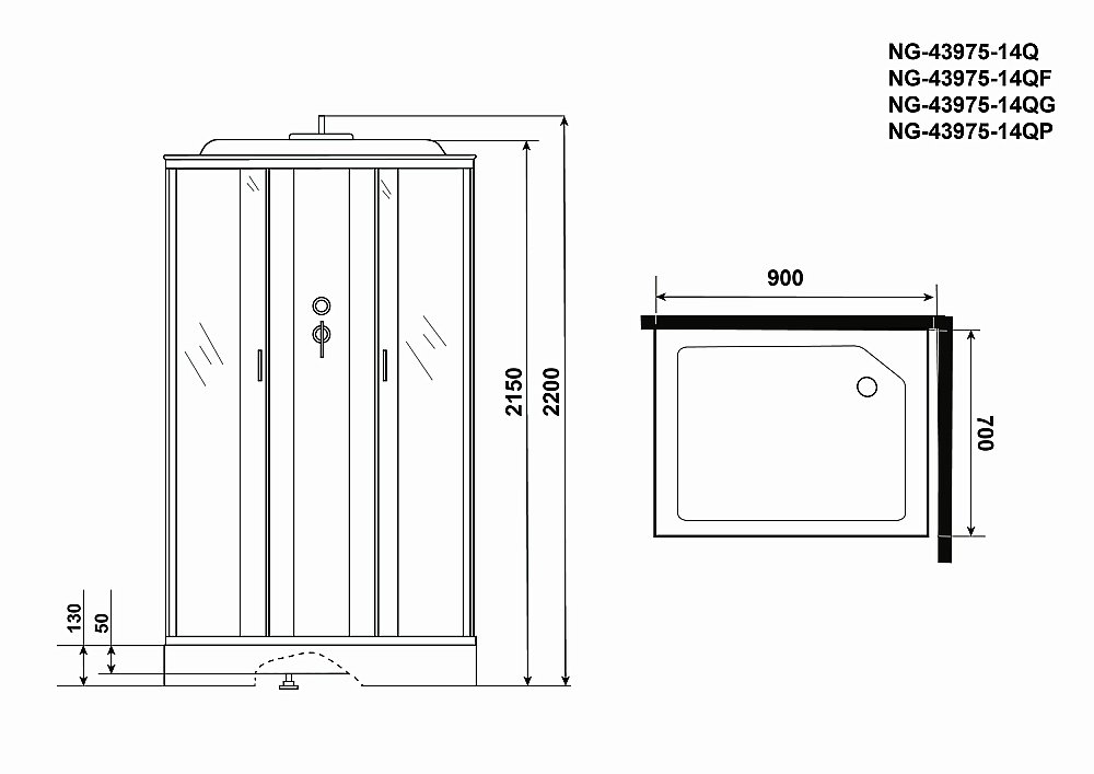Душевая кабина Niagara Classic NG-43975-14QP 90x70 купить в интернет-магазине Sanbest