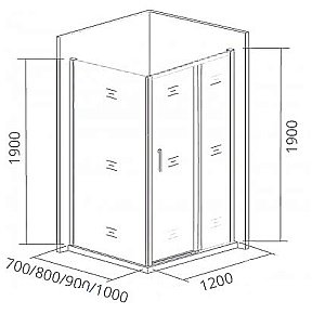 Душевой уголок Good Door Cofe WTW+SP 120х90 стекло прозрачное/профиль черный купить в интернет-магазине Sanbest