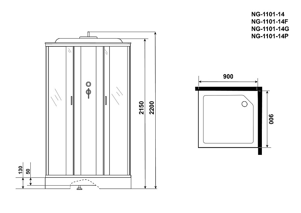 Душевая кабина Niagara Classic NG-1101-14 90x90 купить в интернет-магазине Sanbest