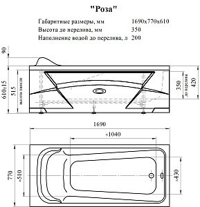 Гидромассажная ванна Радомир Роза БАЛАНС 169x77 купить в интернет-магазине Sanbest