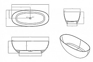 Ванна отдельностоящая Abber KRISTALL AT9703Opal 170х75 коричневая купить в интернет-магазине Sanbest
