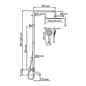 Душевая система WasserKRAFT A188.254.155.WM Thermo золото купить в интернет-магазине сантехники Sanbest