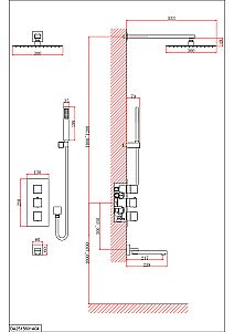 Душевая система D&K Bayern.Liszt DA2515607A04 золото матовое купить в интернет-магазине сантехники Sanbest