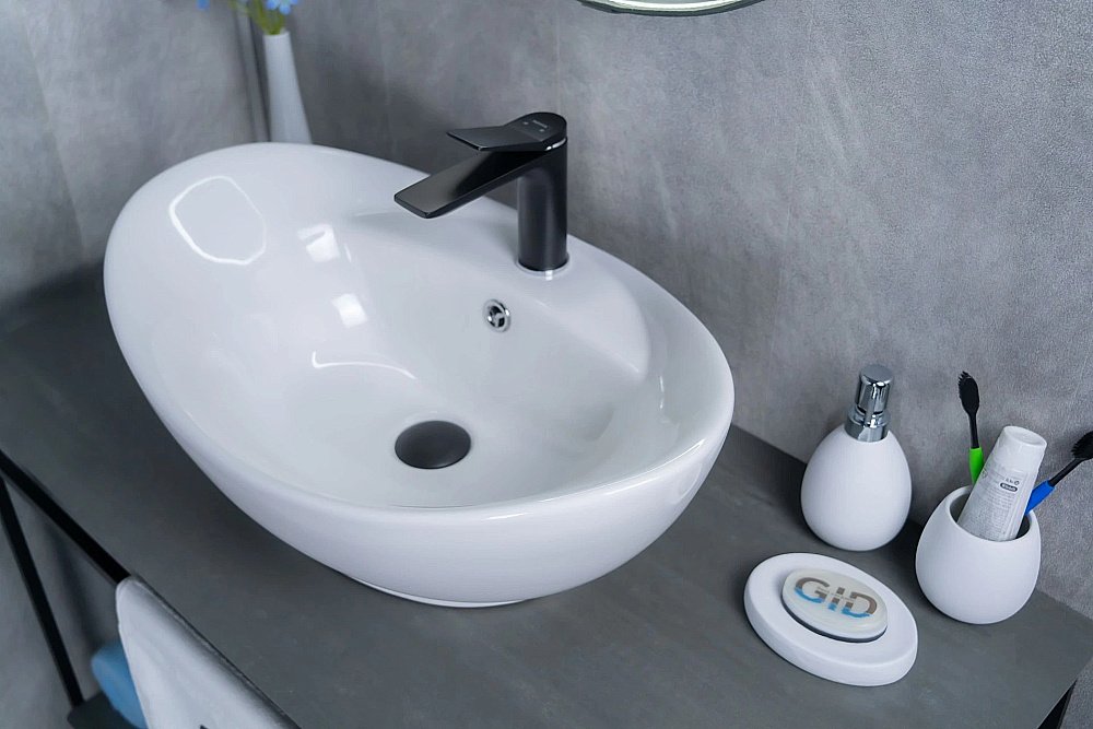 Раковина накладная Gid Lago 59 N9018 51107 белая купить в интернет-магазине Sanbest