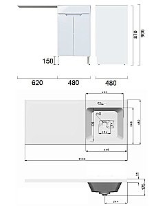 Тумба с раковиной Orange Sistema STD-110TUW 110 для ванной в интернет-магазине Sanbest