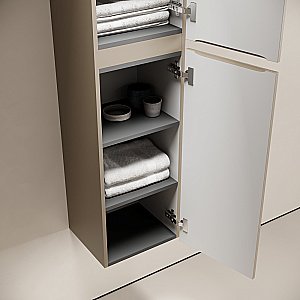 Шкаф-пенал подвесной Sancos Code PCD35GB серо-бежевый для ванной в интернет-магазине сантехники Sanbest