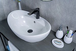 Раковина накладная Gid Lago 59 N9018 51107 белая купить в интернет-магазине Sanbest