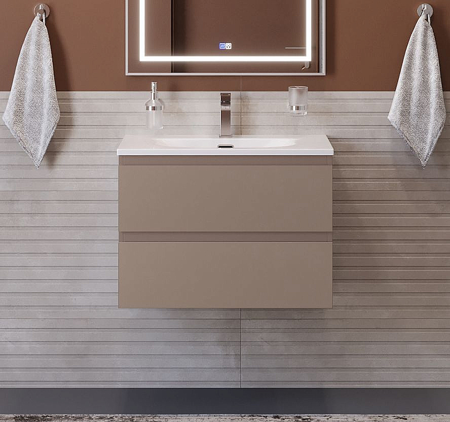 Тумба с раковиной BelBagno 75 KRAFT-750-2C-SO-СO+CZR-8070-75 бежевая матовая для ванной в интернет-магазине Sanbest