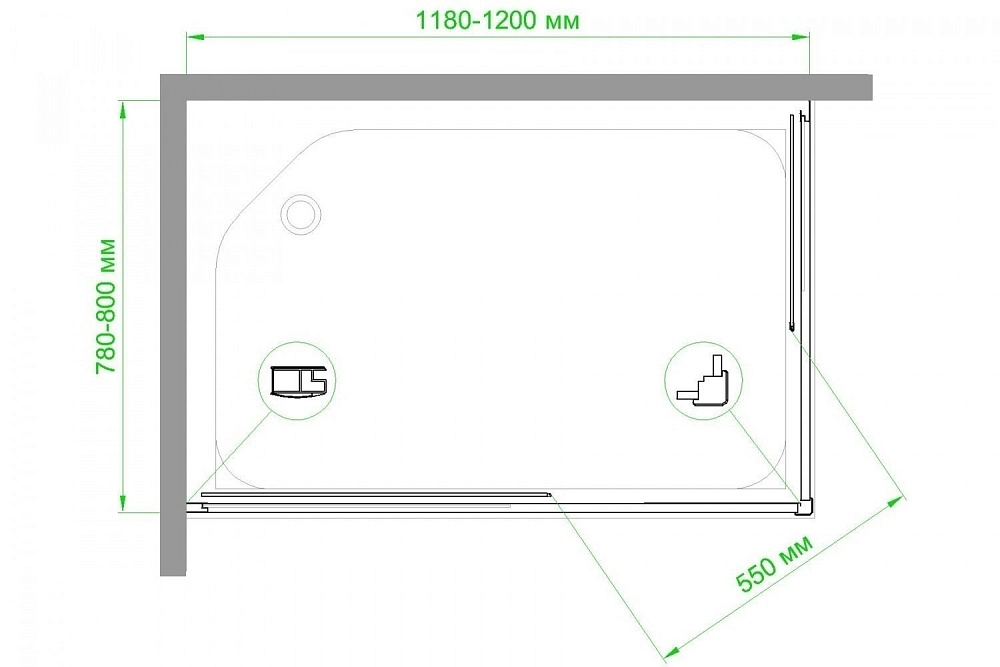 Душевой уголок Royal Bath RB8120HPD-C-CH 120х80 матовый купить в интернет-магазине Sanbest