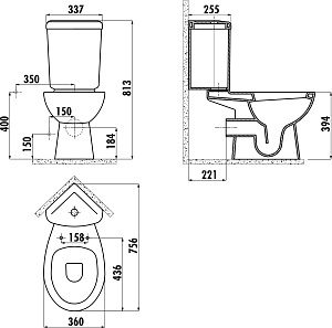 Унитаз напольный угловой CREAVIT CORNER SD310-11 белый, с бачком купить в интернет-магазине Sanbest