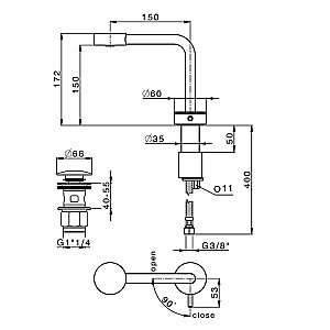 Смеситель для раковины Cisal SLIM SM00071040 черный матовый купить в интернет-магазине сантехники Sanbest