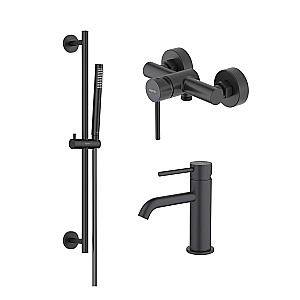 Набор смесителей Aquatek ЕВРОПА Set 3 в 1 (AQ1310MB+AQ1360MB+AQ2012MB) черный матовый купить в интернет-магазине сантехники Sanbest