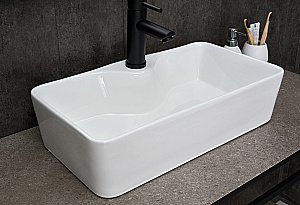 Раковина накладная Gid Geometrico 55 N9092 51202 белая купить в интернет-магазине Sanbest