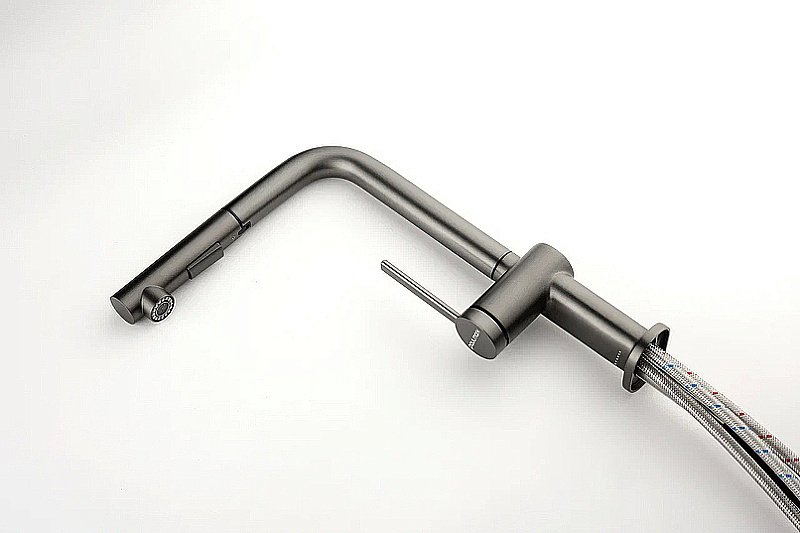 Смеситель для кухни Paulmark Neo Ne214419-GM вороненая сталь купить в интернет-магазине сантехники Sanbest