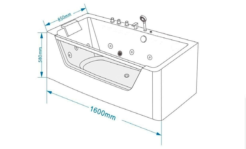 Ванна гидромассажная GROSSMAN GR-16085-1 160x85 купить в интернет-магазине Sanbest