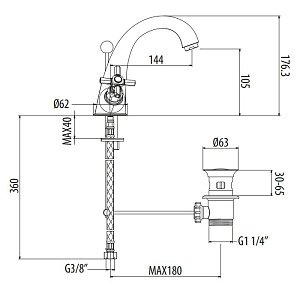 Смеситель для раковины Gattoni TRD TR320/18D0 купить в интернет-магазине сантехники Sanbest