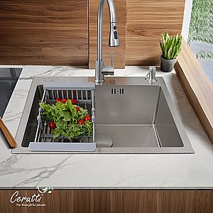 Кухонная мойка CeruttiSpa GLORIA60 nano embo CT11257 матовый хром купить в интернет-магазине сантехники Sanbest