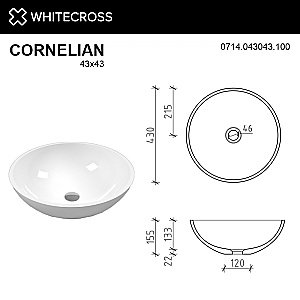 Раковина накладная WhiteCross CORNELIAN 43 0714.043043.100 белая купить в интернет-магазине Sanbest
