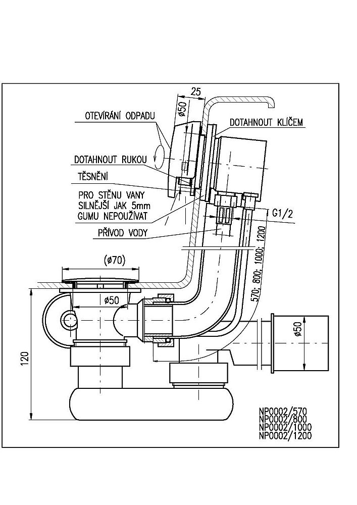Сифон для ванны RAV-Slezak NP0002/570 купить в интернет-магазине сантехники Sanbest