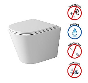 Унитаз подвесной Grossman Tornado GR-4478SQ безободковый, с крышкой микролифт, слив-торнадо купить в интернет-магазине Sanbest