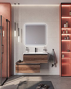 Нижняя тумба Cezares SLIDER-800-1C-PI-NA-P орех дымчатый для ванной в интернет-магазине сантехники Sanbest