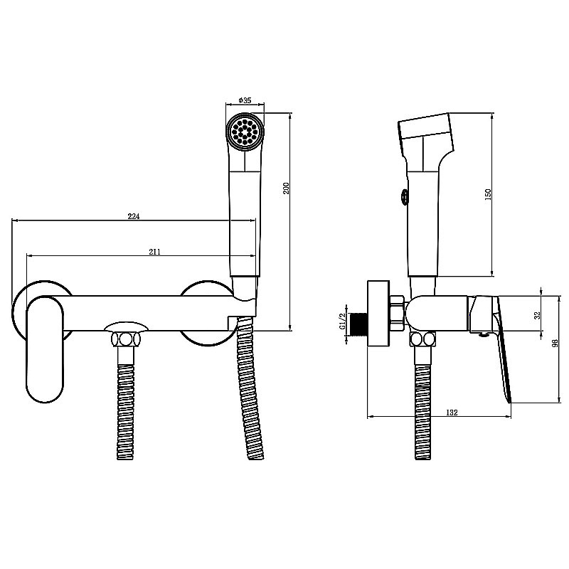 Гигиенический душ Azario Alanti AZ-K2532MG золото матовое купить в интернет-магазине сантехники Sanbest