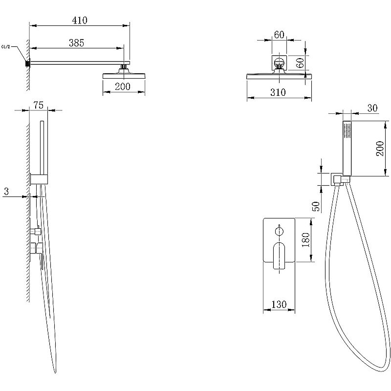 Душевая система Abber Weiss Insel AF8018FW белая матовая купить в интернет-магазине сантехники Sanbest