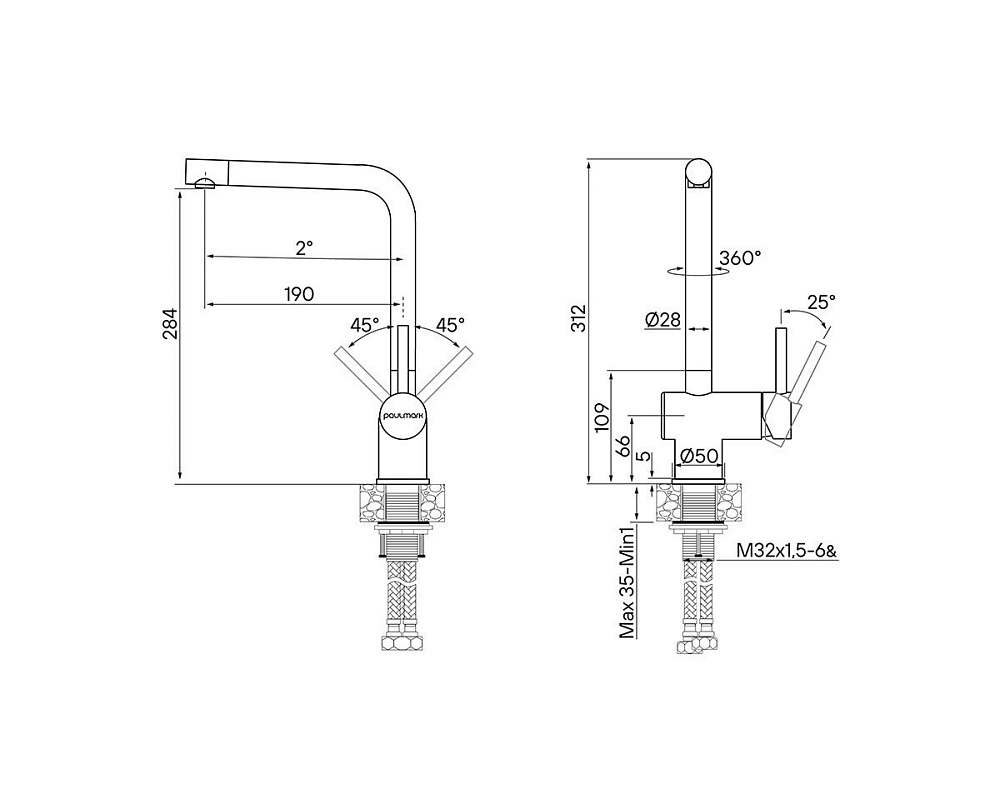 Смеситель для кухни Paulmark Spring Sp212067-SS купить в интернет-магазине сантехники Sanbest