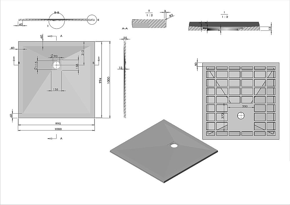 Душевой поддон Vincea VST-4SR1010G 100x100 серый купить в интернет-магазине Sanbest