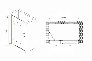 Душевая дверь Abber Zart AG08090B 90 купить в интернет-магазине Sanbest