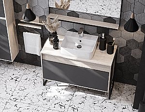 Тумба с раковиной Акватон Лофт Урбан 100 графит\орегон для ванной в интернет-магазине Sanbest
