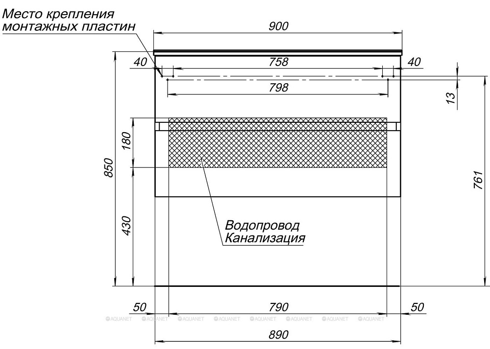 Мебель для ванной Aquanet Алвита 240111 90 серый антрацит для ванной в интернет-магазине Sanbest