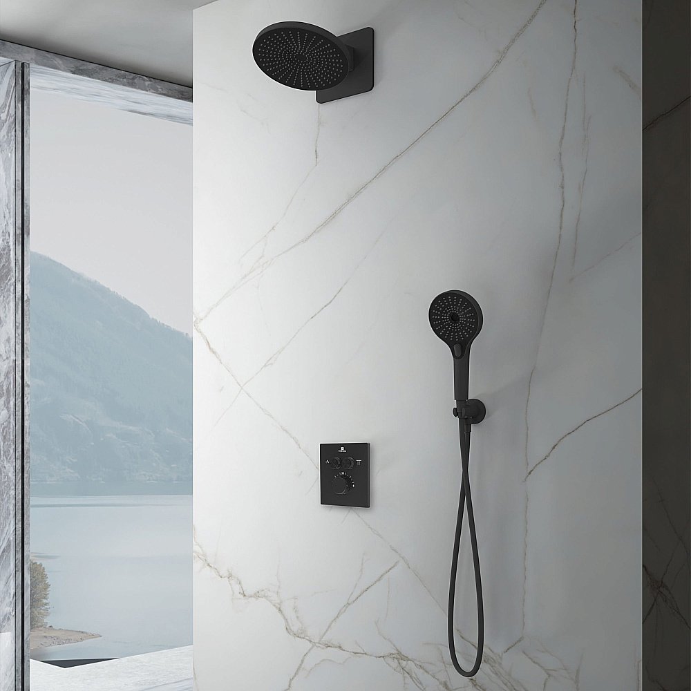 Душевая система Vincea Inspire VSFW-3I21MT5MB черная матовая купить в интернет-магазине сантехники Sanbest