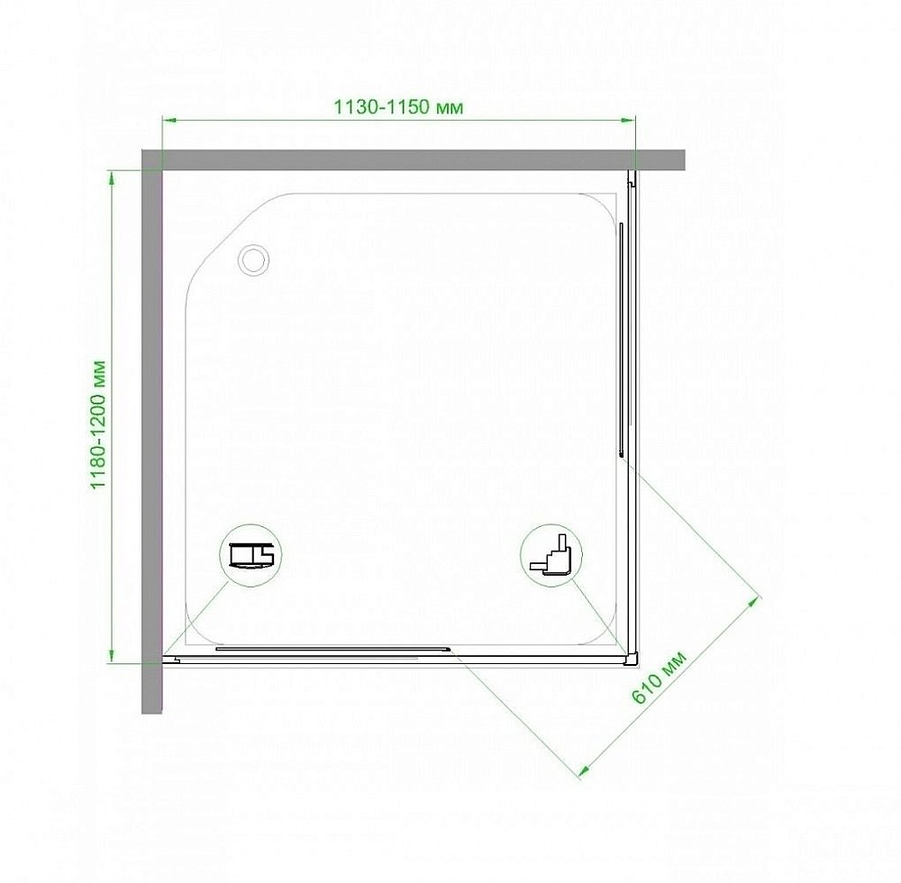 Душевой уголок Royal Bath RB12115HPD-T 115х120 прозрачный купить в интернет-магазине Sanbest