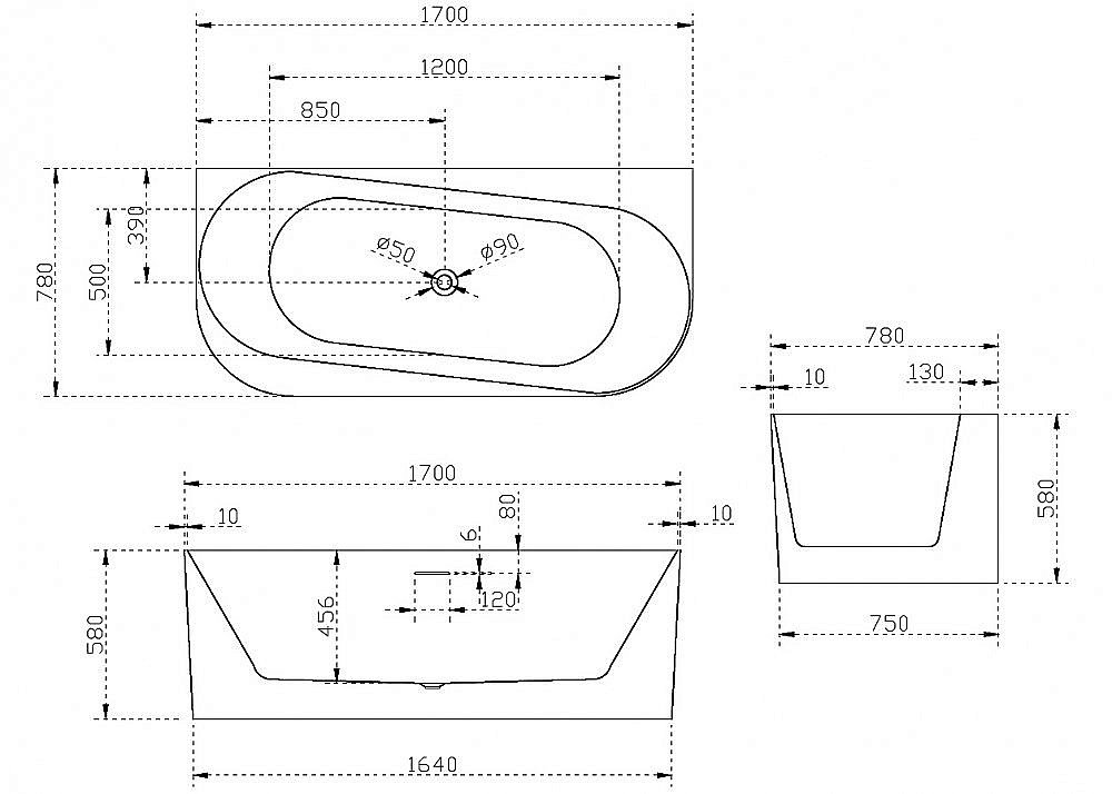 Ванна акриловая ABBER AB9494-1.7 купить в интернет-магазине Sanbest