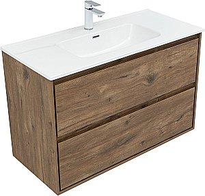 Тумба с раковиной Aquanet Милан 336380/330426 100 дуб рустикальный для ванной в интернет-магазине Sanbest
