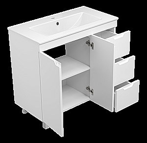 Тумба с раковиной Misty Оптима - 90 П-Опт-07090-011П3Я белая для ванной в интернет-магазине Sanbest